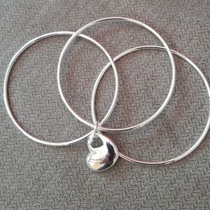 3 Bangle Heart Bracelet in Silver NWT